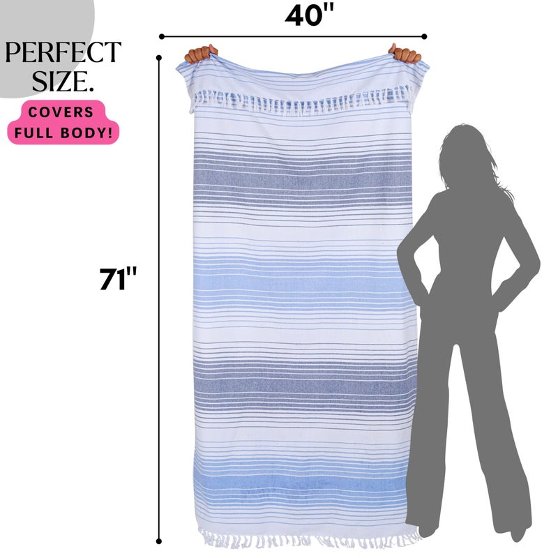 Native Fab Turkish Beach Towels - 6 Pack - Oversized 40"x71" - 100% Cotton, Lightweight, Thin, Quick Dry, Sand Free - Large Striped Towel for Adults, Travel, Bath, Swim, Camp - Multi 6 Colors - Image 2